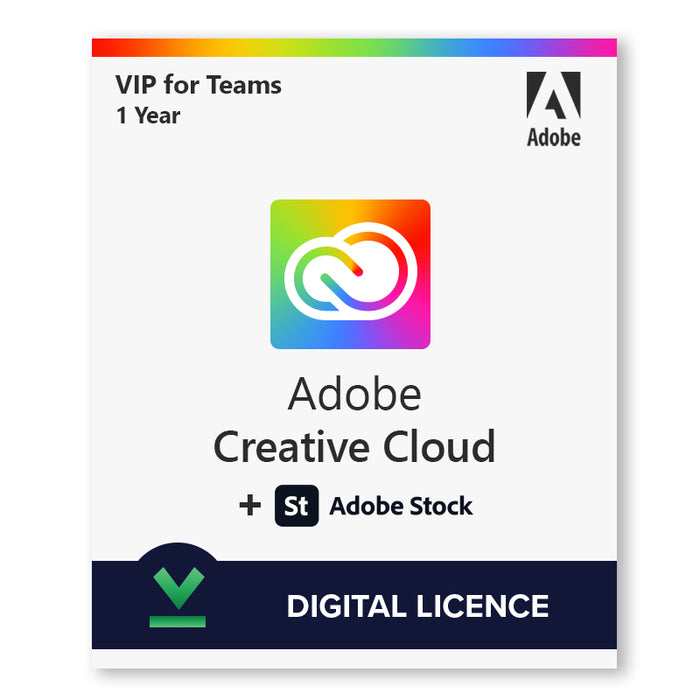 Adobe Creative Cloud VIP incl. Adobe Stock | 1 año por usuario | Licencia digital