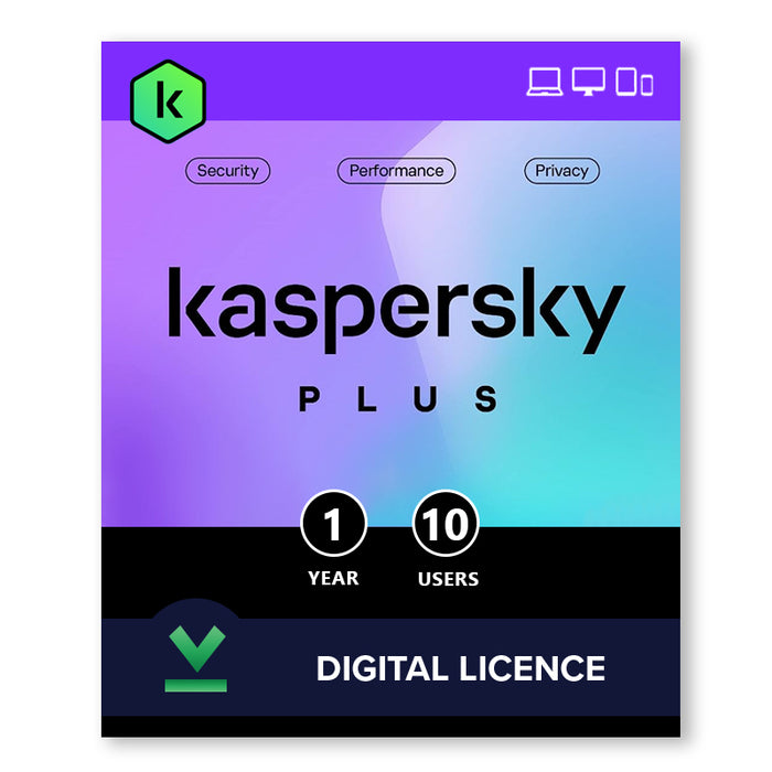 Kaspersky Plus за 10 устройства | 1 година - дигитален лиценз