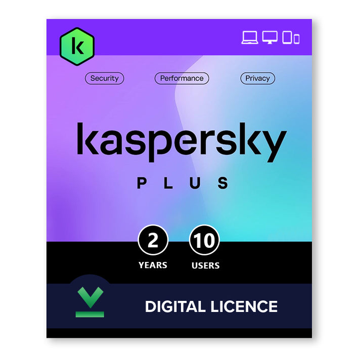 Kaspersky Plus за 10 устройства | 2 години - дигитален лиценз