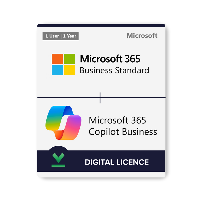 Microsoft 365 Business Standard & M365 Copilot Business | 1 Y1U PrePaid | Teams/No Teams Options - Digital Licence