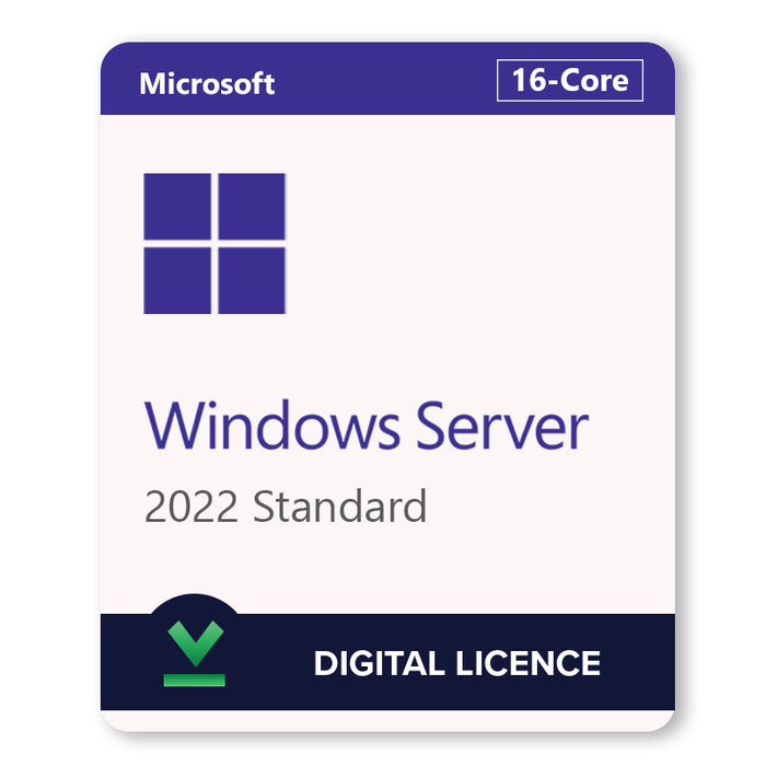 Microsoft Windows Server 2022 Standaard | 16-kern | Digitale licentie