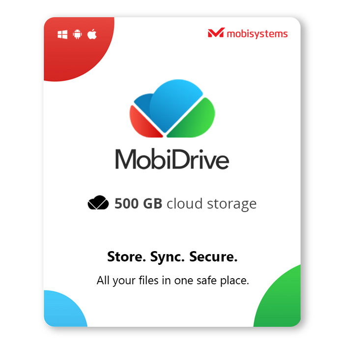 MobiDrive 500 GB de almacenamiento en la nube | 1 año - Licencia digital