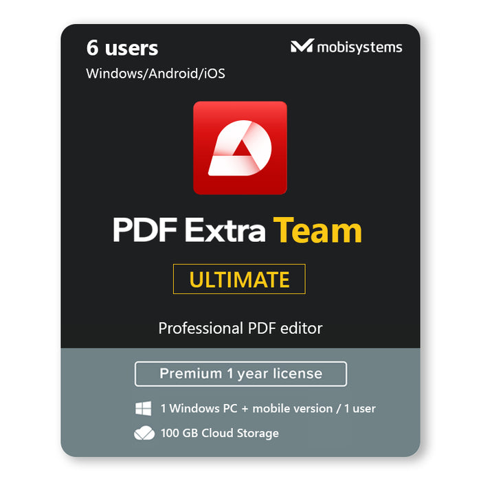PDF Extra Team Ultimate | 6 gebruikers | PC/Mobiel | 1 jaar - Digitale licentie