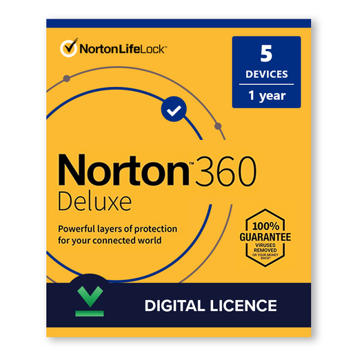 Norton 360 Deluxe 2020 5 ierīces, 1 gads - digitālā licence