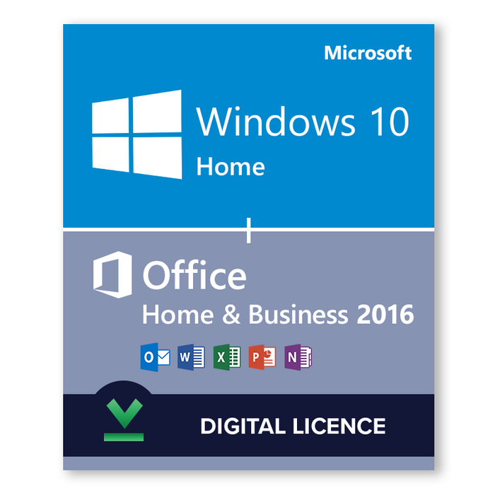 Windows 10 Home + Microsoft Office Home & Business 2016-Descărcați licența digitală