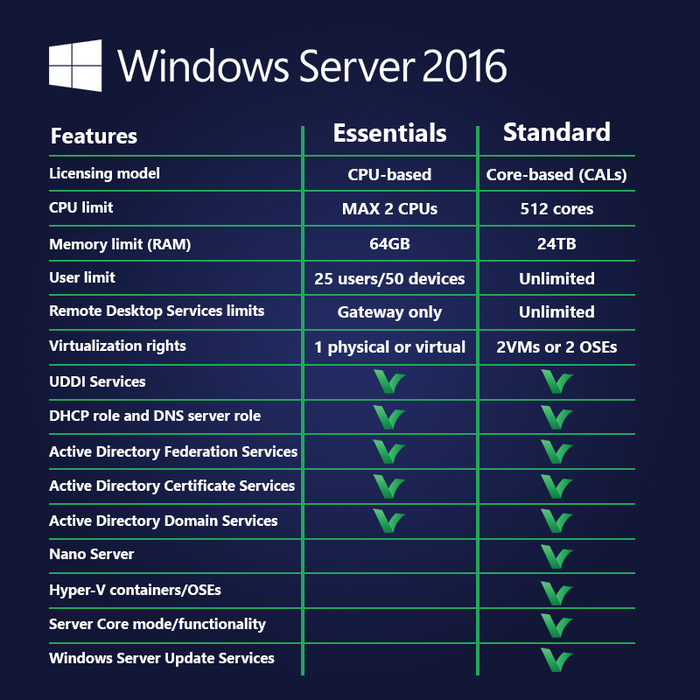 Microsoft Windows Server 2016 Essentials - digitālā licence
